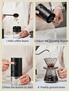 LEVIATECH Hadiah Hari Valentine: Penggiling Kopi Portabel Isi Ulang USB - Inti Penggiling Keramik Profesional, Kehalusan Dapat Diatur, Cocok untuk Rumah, Kantor, Perjalanan, Sekolah, dan Acara Lainnya - HB985 - View 7