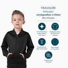 Vrasalon Jaqueta Infantil Flanelada Esportiva Com Zíper Unissex - Preto - Visão 3