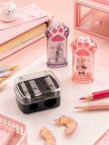 1pc Plastic Cat Paw Pencil Sharpener, Manual Operation, No Battery Required, Suitable For School And Office Stationery, Back To School, School, School Supplies - A - View 10