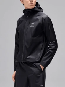 CAMEL CROWN Jaket Outdoor Hardshell Satu Lapisan Pria, Nyaman, Tahan Air, dan Ringan, Cocok untuk Hiking dan Mendaki Gunung - Hantu Hitam - View 3