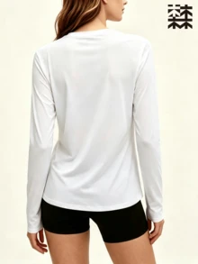 mulinsen Women's Long Sleeve Sports T-Shirt, Elastic Quick-Dry Smooth Skin-Friendly, Gym Workout Outdoor Running Exercise - White - View 6