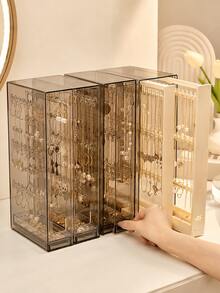 Acrylic Jewelry Storage Display Box, Dust-Proof Necklace Hanging Storage Rack, Earring Bracelet Ring Jewelry Display Box, Vanity Tabletop Jewelry Storage Box - Multicolor - View 10