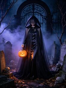 1 buah Jubah Jala Berkerudung Halloween - Cocok untuk Pertunjukan Panggung, Cosplay, Hadiah, dan Pesta - Jubah Berkerudung Hitam - Desain Berlapis-lapis, Halloween, Cosplay, Pesta Kostum, Pesta - Hadiah Sempurna - MultiWarna - View 7