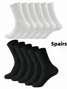 5/10/15/20 Pairs Men's Thick Black & White Winter Socks, Fashion Casual Comfortable High-Top Socks, Suitable For Outdoor Sports, Running, Fitness, Christmas Gift - Multicolor - View 10