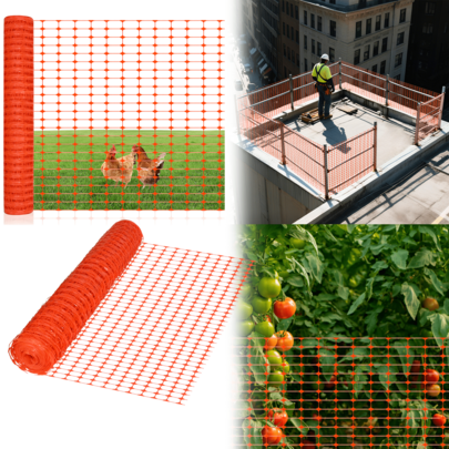 Recinzione di protezione per animali domestici in plastica 1x30/50/80m Recinzione da giardino per impedire la fuga degli animali, recinzione portatile per pascolo e giardino, recinzione mobile per campeggio in PE per cani, conigli e polli (verde/arancione)