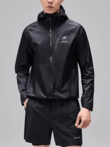 CAMEL CROWN Jaket Outdoor Hardshell Satu Lapisan Pria, Nyaman, Tahan Air, dan Ringan, Cocok untuk Hiking dan Mendaki Gunung - Hantu Hitam - View 1