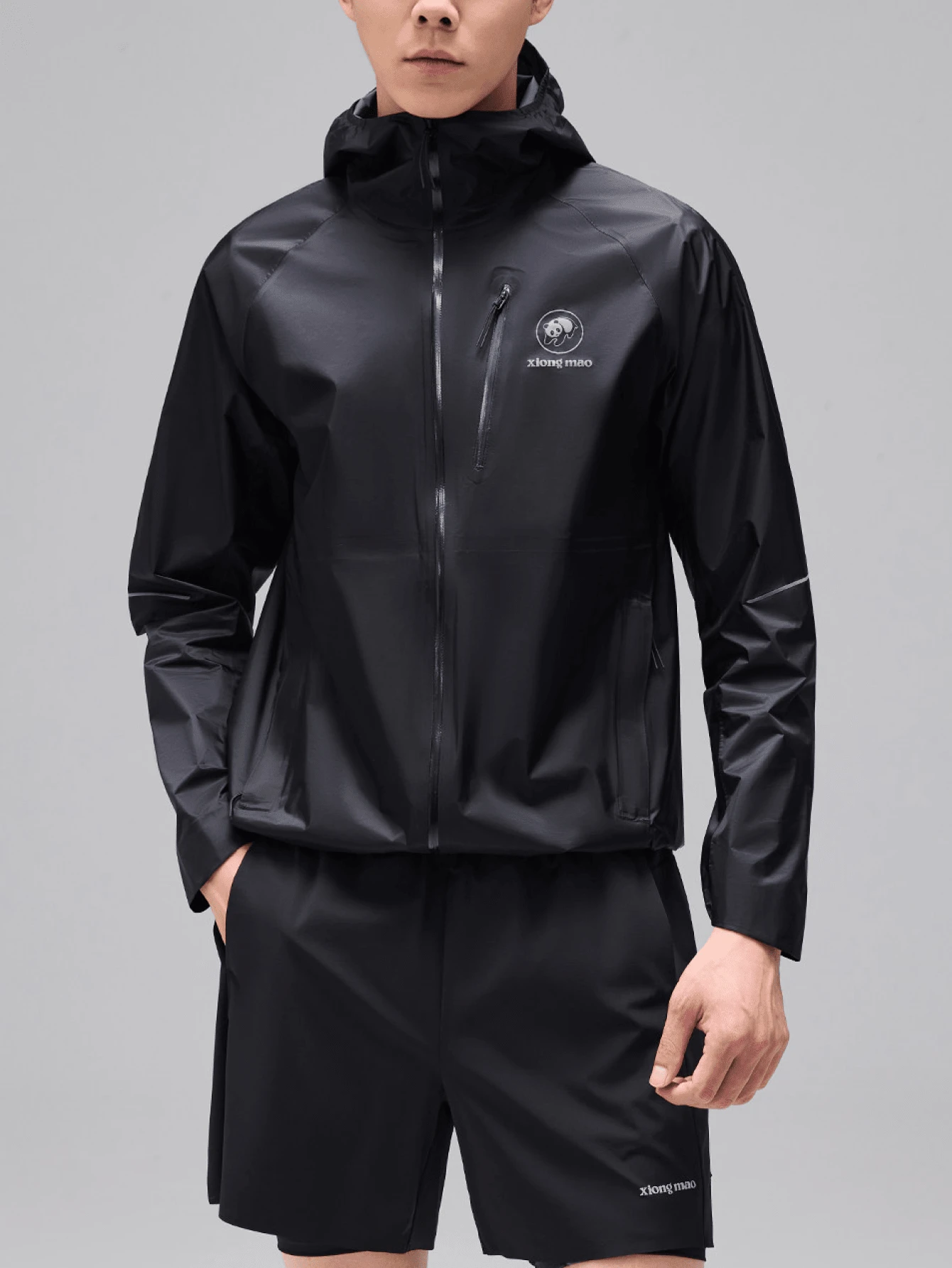 CAMEL CROWN Jaket Outdoor Hardshell Satu Lapisan Pria, Nyaman, Tahan Air, dan Ringan, Cocok untuk Hiking dan Mendaki Gunung - Hantu Hitam - View 1