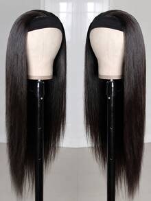 ARABELLA 100% Human Hair Straight Natural Color Hairband Wig, Ready-To-Wear Breathable Machine-Made Cap, Suitable For Beginners, Natural Style Women's Wig - SNatural - View 5