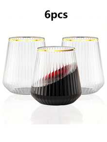 4/2/1pc Impact-Resistant Gold Striped Vertical Cups, Suitable For Beverages, Cold Drinks, Juices, Champagne, Sparkling Water, Perfect For Parties, Weddings, Birthdays, Camping And Catering Services - Multicolor - View 11