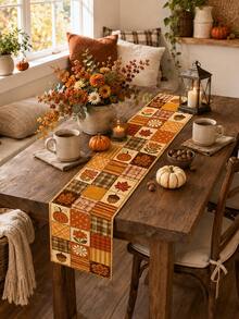 1 buah Taplak Meja Thanksgiving 72 Inci, Taplak Meja Patchwork Daun Maple Musim Gugur, Dekorasi Meja Gaya Rumah Pertanian Tampilan Linen, Dekorasi Ruang Makan Musim Gugur Pedesaan untuk Dapur, Rumah, Pesta, Hiasan Tengah Meja Festival Panen - MultiWarna - View 4