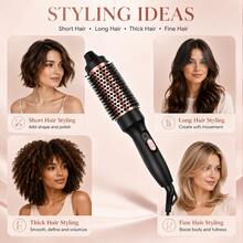 3-In-1 Curling Brush & Hair Straightener, 1.5-Inch Round Styling Brush For Soft Curls, Waves, Root Volume & Smooth Hair, Fast Styling Tool For Women, Home & Trave - Black - View 6