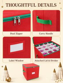 Holiday Decoration Storage Box With Adjustable Dividers, Double Zipper Handheld Storage Bag, Suitable For Holiday Decorations - Multicolor - View 10