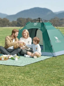 CAMEL CROWN Outdoor Tent, Portable And Foldable Automatic Quick-Set Silver-Coated Sun- And Rain-Resistant Tent For Parks, Picnics, And Camping - Military Green - View 5