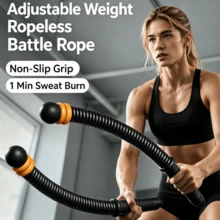 A Pair Of Ropeless Battle Ropes, Multifunctional Home Fitness Equipment For Men & Women, Aerobic Physical Training Spring Arm Exercisers - Black - View 3