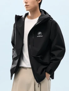 CAMEL CROWN Men's Single-Layer Hardshell Outdoor Jacket, Comfortable, Water-Repellent, And Lightweight Hiking Mountaineering Jacket Suitable - Mystic Black - View 2