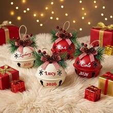 MerexSync Personalized Christmas Bell Ornament, Customized 2026 Bell Souvenir, Letter Combination Christmas Tree Decor Ball, Ornament Ball With Family Tree Pattern, Family Memorial Decoration, Holiday Decor Gift, Christmas Ornament, Christmas Gift - Multicolor - View 5