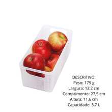 Cesto Organizador De Geladeira Armário 27,5 cm Rattan BPAFRE - Branco - Visão 2