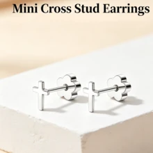 SHZYLN 1 Pair Minimalist Mini Cross Piercing Stud Earrings, Simple & Elegant Ear Jewelry, Fashion Accessory For Helix, Tragus, Cartilage, Daily & Holiday Gift - Cross - View 7