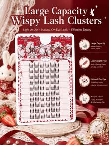WANPIN WAN PIN Cute Rabbit Style Lightweight False Eyelashes, Natural Voluminous Fairy Style Faux Cluster Lashes, Large Capacity Natural Look, 9-12mm Length, C Curl, Natural Eye Makeup Effect - C - View 2