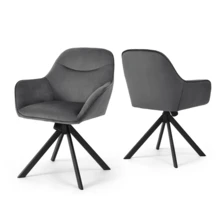Goeurvant Nordic Rocking Dining Chair 360°Swivel Leisure Chair Ergonomic Active Sitting With Front-And-Back Rocking Function For Parties After-Dinner Relaxation&Reading Corner-Dark Grey Velvet - Dark Gray Velvet - View 8