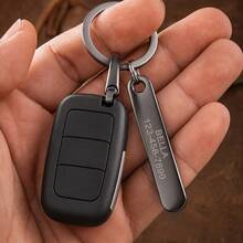 1pc Personalized Engraved ID Keychain, Custom Name & Phone Number Stainless Steel Key Tag, Anti-Lost Car Key Ring, Unisex Customized Text Keychain Gift - Multicolor - View 8