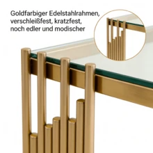 Modern Square Coffee Table Gold Clear - Side Table With Glass And Stainless Steel Frame - 金色 + 透明 - 查看 4