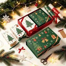 16pcs Multi-Style Cute Christmas Gift Boxes With Ribbon, Empty Paper Gift Packaging Boxes With Christmas Tree And Bell Patterns, Foldable, Suitable For Candy, Cookies, Chocolate Holiday Gift Packaging, Perfect Christmas Gift For Friends And Family - Multicolor - View 3