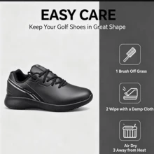 Low-Top Lace-Up Men's Golf Shoes, Anti-Slip Wear-Resistant, Waterproof Upper, Spikeless Design, Suitable For Multiple Occasions - Black - View 4