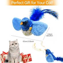 1pc/2pcs Cat Doll - Realistic Chirping Bird, Self-Entertainment To Relieve Boredom, Interactive Cat Doll, Hanging Squeaky Plush Bird Doll With Artificial Feathers, Kitten Chirping Bird Doll, Feather Color And Length May Vary - Multicolor - View 3