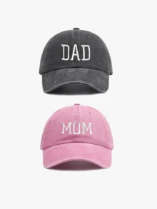 2 "Parents" Themed Couple Baseball Caps, Unisex Sports Style, Suitable For All Seasons, Holiday Gift For Parents, Men's And Women's Matching Hats, Perfect For Valentine's Day, Bachelor Party, Father's Day, Mother's Day, Teacher's Day, Back To School, Halloween, Bride, Teacher, Travel, Beach, Sun Protection, July 4th Summer Hair Accessory - Khaki+Black - View 11
