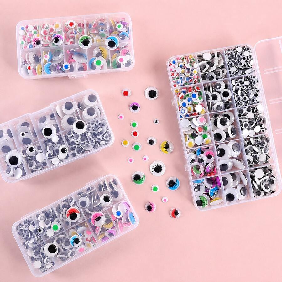 Set Stiker Mata Googly Perekat Diri 60-750pcs 4mm-18mm untuk Scrapbooking dan Kerajinan Tangan, Ukuran dan Warna Campuran, Stiker Mata Plastik untuk Adegan Fotografi dan Penataan Benda Mati, Desain Profesional, Properti, Proyek Seni, dan Dekorasi Kreatif - MultiWarna - View 1