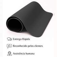 Desk Pad Grande Preto Feltro Costurado Básico - Preto - Visão 4