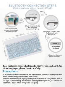 Keyboard Protective Case Compatible With Samsung Galaxy Tab, Pad SE, With Detachable Wireless Bluetooth Keyboard And Pencil Holder (Pencil Not Included), Ultra-Thin Lightweight Stand Protective Case, Protective Case (Sky Blue) - Sky Blue - View 7