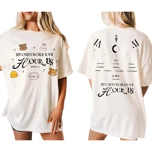 ONEUS H-OUR US 2025 World Tour Cartoon Chibi Two Side Print T-Shirt, Unisex Vintage Retro  Concert Oversized Graphic Fan Merch Tee - 白色 - 查看 1