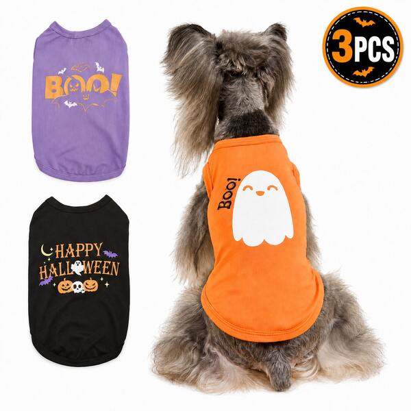 3pcs Halloween Pet Vest, Fashion Party, Holiday Pet Clothes, Suitable For Small And Medium Dogs, Costume