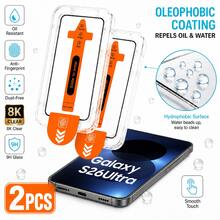 2pcs High Definition Tempered Glass Screen Protector With Auto Dust Removal, Compatible With Samsung Galaxy S25 6.2 Inch, Full Coverage Tempered Glass Film, Bubble-Free Installation, 9H Hardness, Ultrasonic Fingerprint Unlock, Includes Installation Kit, Compatible With Phone Case - Clear - View 9