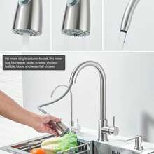 LY  Fregadero de cocina Fregadero de cocina moderno Con grifo de tres funciones, grifo de agua filtrada y dispensador de jabón para satisfacer todas las necesidades del hogar. Un fregadero esencial para las cocinas contemporáneas, (55 cm * 45 cm * 21 cm) - Níquel cepillado - Ver 3