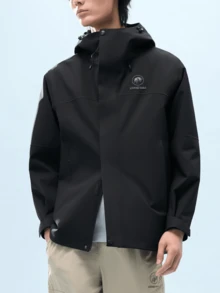 CAMEL CROWN Men's Single-Layer Hardshell Outdoor Jacket, Comfortable, Water-Repellent, And Lightweight Hiking Mountaineering Jacket Suitable - Phantom Black - View 3