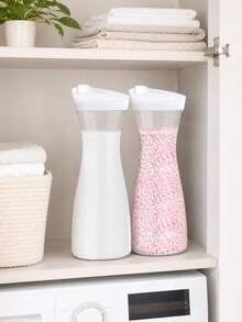 2/1pc Square Laundry Detergent Dispenser Bottle, 1500ml Capacity, Transparent Plastic Black And White, Laundry Detergent Dispenser, Transparent Storage Container, Soap Dispenser, Space-Saving Design, Includes 4 Removable Labels, Suitable For Laundry Room, Bathroom Storage, Autumn Home Decor, Bathroom Decoration - Transparent - View 10