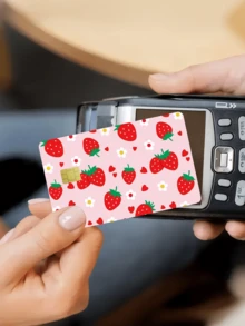 1pc Strawberry Heart Official Credit Card Privacy Protection Sticker, Yellow Flower Birthday Gift PVC Material Anti-Fingerprint Anti-Scratch Wear-Resistant Card Skin, Card Protector, Suitable For Men, Women, Couples, Small Chip Card, Bank Card Decoration Sticker, Credit Card, Transportation Card, Student Campus Card Personalized DIY - Type a - View 6