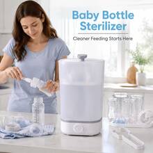 Baby Bottle Sterilizer, 8-Min Fast Sterilization With 360° Steam, Double-Layer Design, One-Button Operation, For Home & Travel & Baby Shower Gift - White - View 12