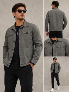 Men's Iron Button Twill Jacket - Gris - Ver 1