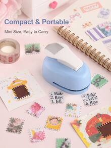 1PC Large Hand Journal Embossing Tool, Stamp Border Decorative Punch, Essential Tool For DIY Creative Gift Making, Portable Die-Cut Scrapbooking Set - Blue - View 4