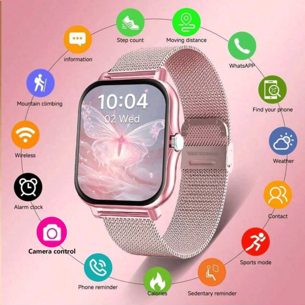 Brand New High-Definition Fashion Smartwatch, With Wireless Calling Function (Make/Receive Calls), Massive Watch Faces, Sports Monitoring, Message Notifications, Multi-App Reminders, Compatible With Android And IOS Phones, Perfect Gift For Women