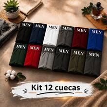 Kit 12 cuecas box boxer Premium Masculinas Microfibra Confort Boxer ou 4 - Multicolorido - Visão 2