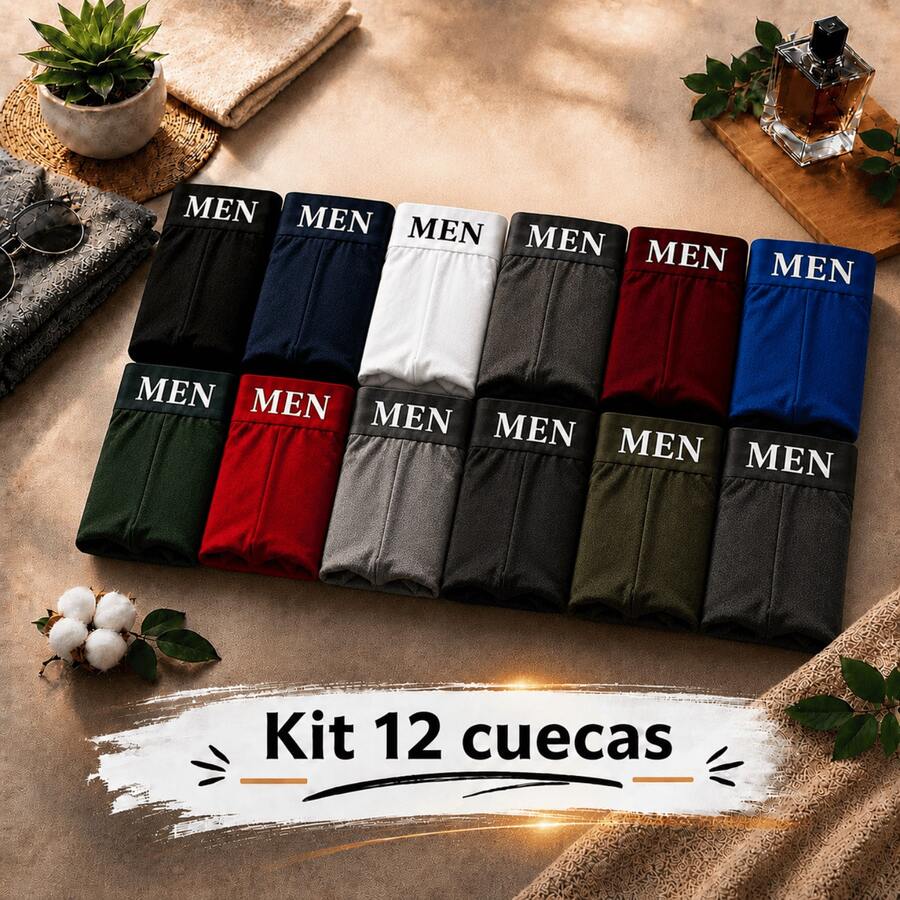 Kit 12 cuecas box boxer Premium Masculinas Microfibra Confort Boxer ou 4