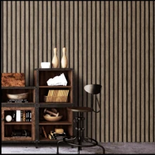 1 Roll Vintage Striped Wallpaper, Brown And Ginger Striped Lattice Texture, Removable, PVC Waterproof Oil-Proof Decoration Wallpaper, Peel And Stick, Appliances, Furniture, Home Decor, Room Background, Kitchen, Renovation, Wallpaper, Wall Sticker 15.74X196.85inch - Stripe - View 5