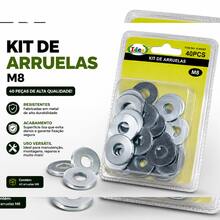 Kit de Arruelas M8 40 Peças Aço Zincado para Parafusos e Fixações Alta Resistência - 40 PÇS - Visão 1