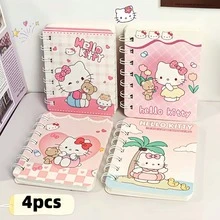 SANRIO Hello Kitty Pink Heart A7 Spiral Notebook, Random Pattern, (4pcs/Set) With Cute Cartoon Pattern And Bow Decoration, Thick Lined Paper Inside, Durable Hardcover Design, Suitable For Study, Office Or Journaling. Randomly Delivered In Different Colors And Styles, Fun Design, Spiral Binding. - A - View 14