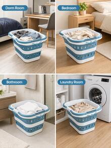 1pc Foldable Large Capacity Laundry Basket - Waterproof Laundry Basket Storage Tool Suitable For Dormitory, Bedroom, Bathroom - Convenient And Practical,Laundry Basket,Washing Basket,Laundry Bag,Room Decration,Home Accessories,Holiday Essential - View 3